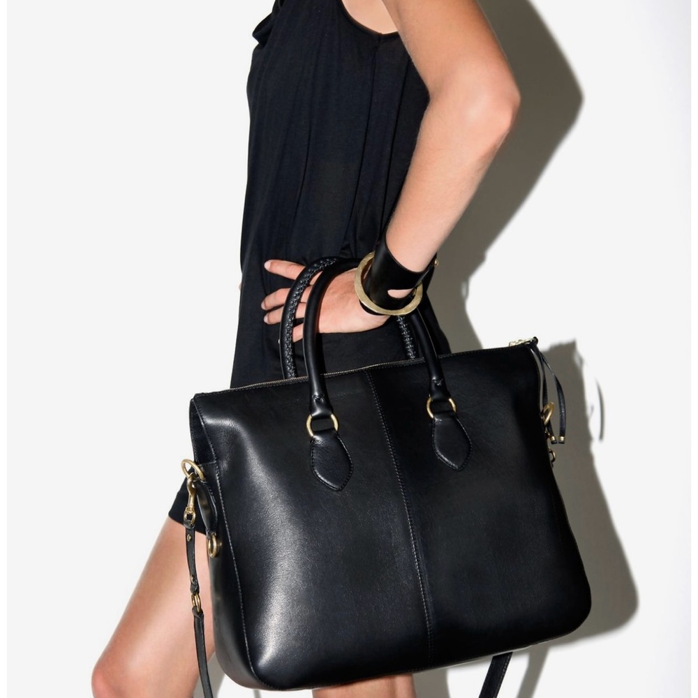 Elegant Black Leather Tote Bag
